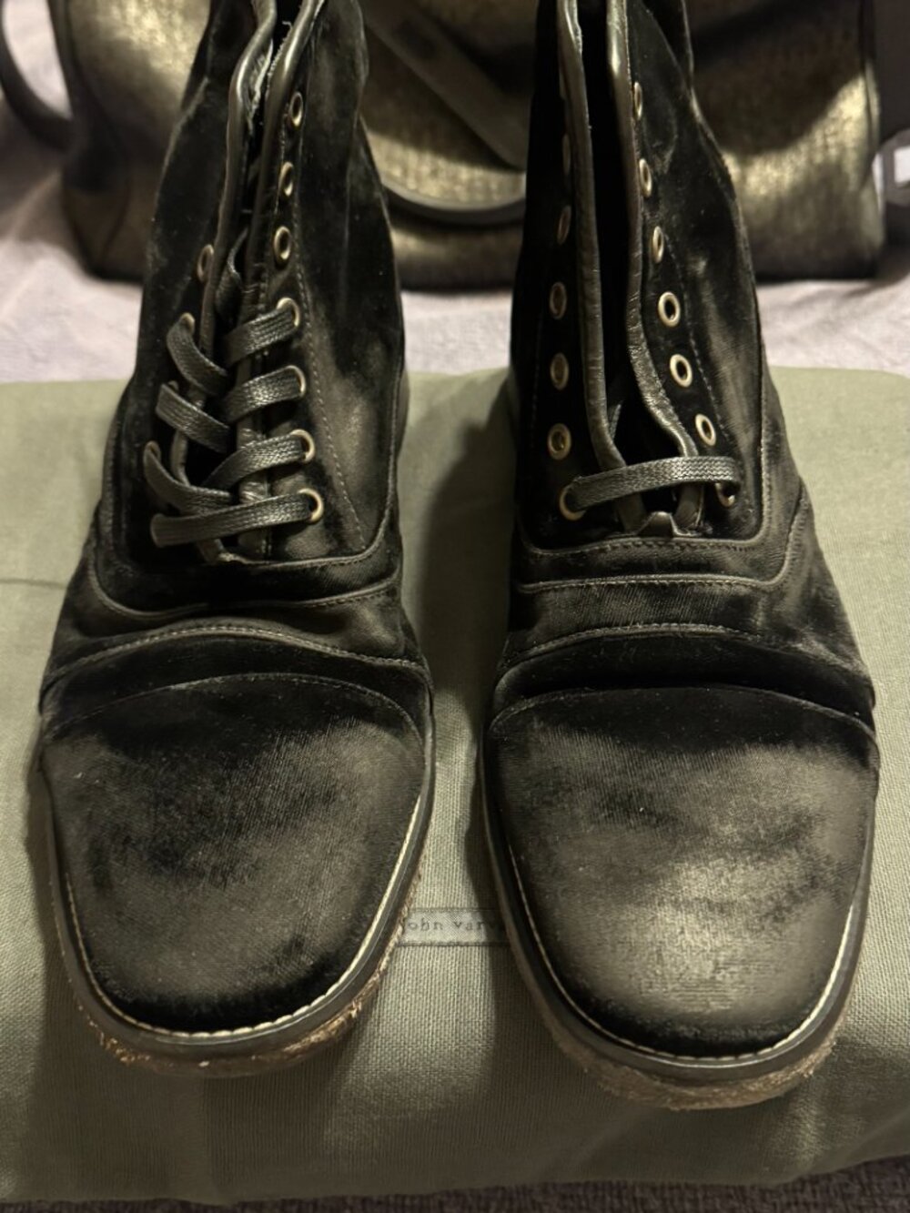 Brand New John Varvatos Collection Fleetwood Lace Velvet Boots 10